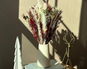Rustic Dried Flower Christmas Centerpiece - Festive Home Decor