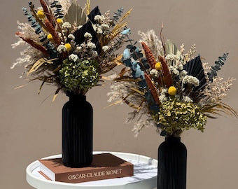 Dried Flower Bouquet in 3 Sizes | Pampas Grass Arrangement | Preserved Floral Decor | Vase Option Available