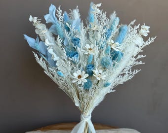 Azure Dried Flower Bouquet: Pastel Blue Wedding, Shower & Home Decor