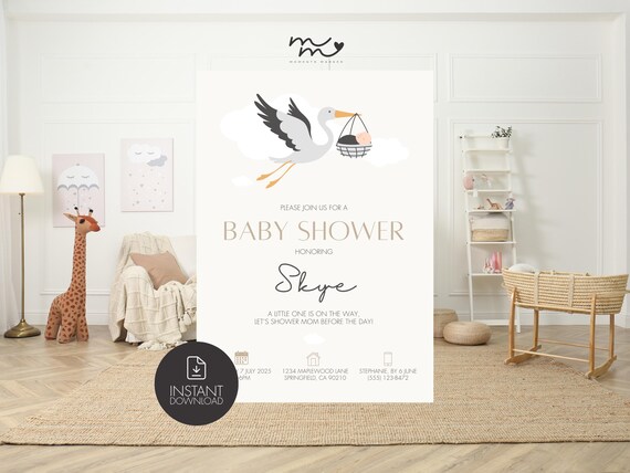 Baby Shower Invitation 'Special Delivery' Template: Editable Canva Invite Template | Mobile & Printable Formats