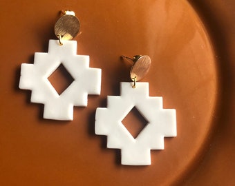 Snowfall Square Tribal Earrings