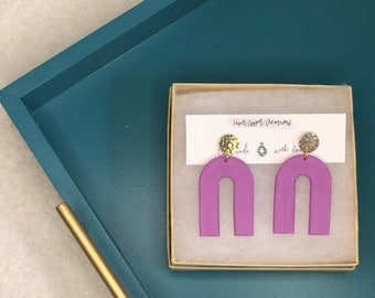 Neon Purple Arch Earrings