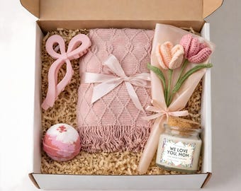 Personalized Mother’s Day Gift Box | Custom Candle Gift Set | Spa Gift Box for Mom | Self Care Gift Basket | Cozy Hygge Gift for Women