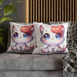 Cute Cat Pillowcase for Cozy Home Decor, Pet Lover Gift, Kawaii Cat Cushion, Kids Room Decor, Cat-Themed Bedroom Accessories