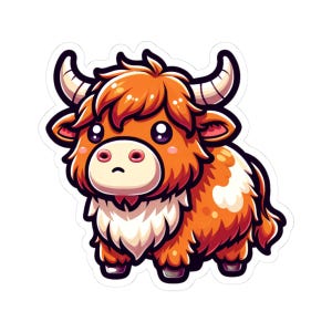 Cute Highland Cow Kiss-Cut Stickers, Adorable Laptop Decals, Animal Lovers Gift, Kids Room Decor, Fun Party Favors