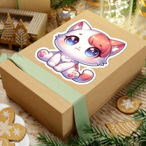 Cute Cat Kiss-Cut Stickers, Adorable Cat Decals, Laptop Stickers, Kawaii Cat Decor, Gift for Cat Lovers, Cute Aesthetic Stickers
