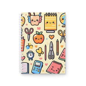 Cute Kawaii Spiral Notebook for Students, Pastel School Supplies, Journal for Notes, Inspiring Gift, Stationery, Back to School