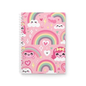 Kawaii Rainbow Spiral Notebook Cute Stationery for Kids & Teens, Journal, School Supplies, Gift for Birthdays, Back to School