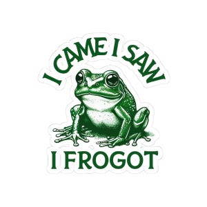 Lustige Frosch Kiss-Cut Aufkleber | Ich Kam Ich sah Ich Frogot | Perfekt für Laptop, Wasserflaschen, Scrapbooking, Geschenke