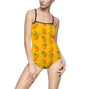 Sunny Orange Print Damen Einteiler Badeanzug, Beachwear, Urlaubs Bademode, Sommer Pool Party Outfit, Floral Badeanzug