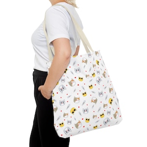 Cute Animal Print Tote Bag, Whimsical Shopping Bag, Pet Lover Gift, Eco-Friendly Bag for Everyday Use, Adorable Cat and Dog Design