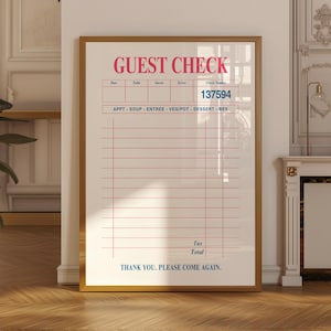 Trendy Guest Check Art Print: Minimalist Apartment Wall Decor (Digital Download