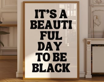 Black Pride Art Print: Afrocentric Couple, Empowerment Quote (Digital Download)