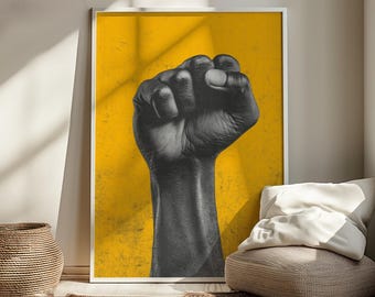 Black Power Fist Wall Art Printable, Raised Fist Art, Afrocentric Protest Art, Civil Rights Symbol Print, Black History Month Digital