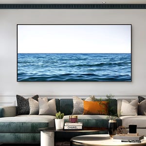 Serene Ocean Horizon Printable Wall Art – Calm Blue Sea Photography Poster, Modern Minimalist Beach Decor, Instant Digital Download, Poster