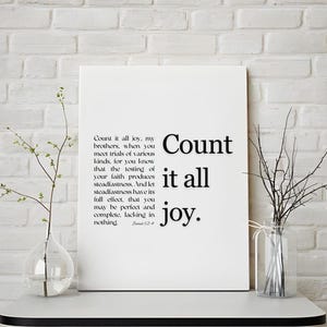 Zähle es All Joy James 1: 2-4 Bibel Vers Wandkunst | Christliches druckbares Schriftzitat | Glaube Inspirational Digital Download Print, Dekor
