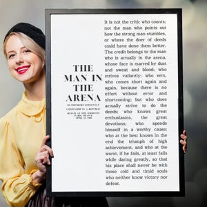 The Man in the Arena – Theodore Roosevelt Quote Printable Wall Art for Courage, Grit & Motivation – Inspiring Leadership Gift, Wallpaper