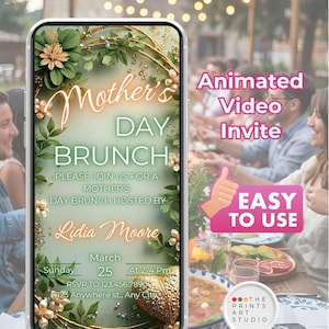 Editable Brunch Video Invitation Template, Animated MP4 Digital Download for Family Gathering Events