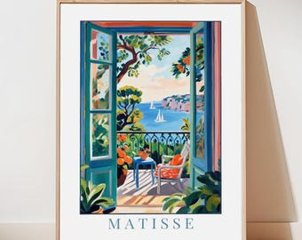 開いた窓 マティスの絵画 美的 アンリ・マティス ポスター 花の庭 海の