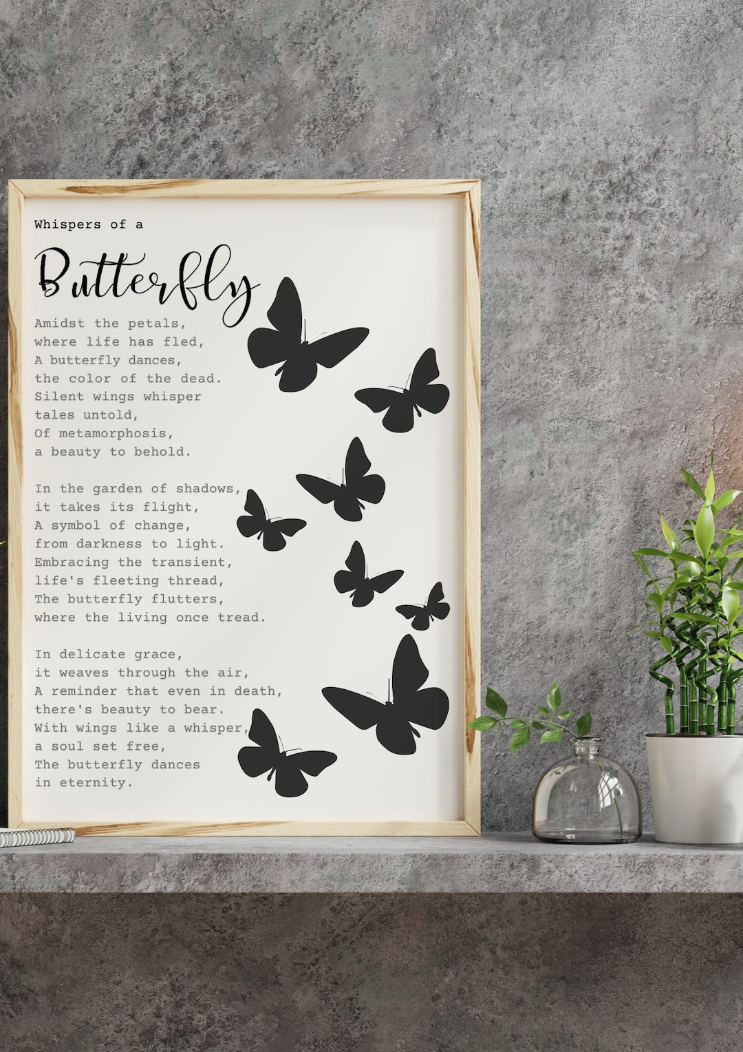 Butterfly Memorial Poem: Printable Grief Sympathy Gift, Inspirational ...