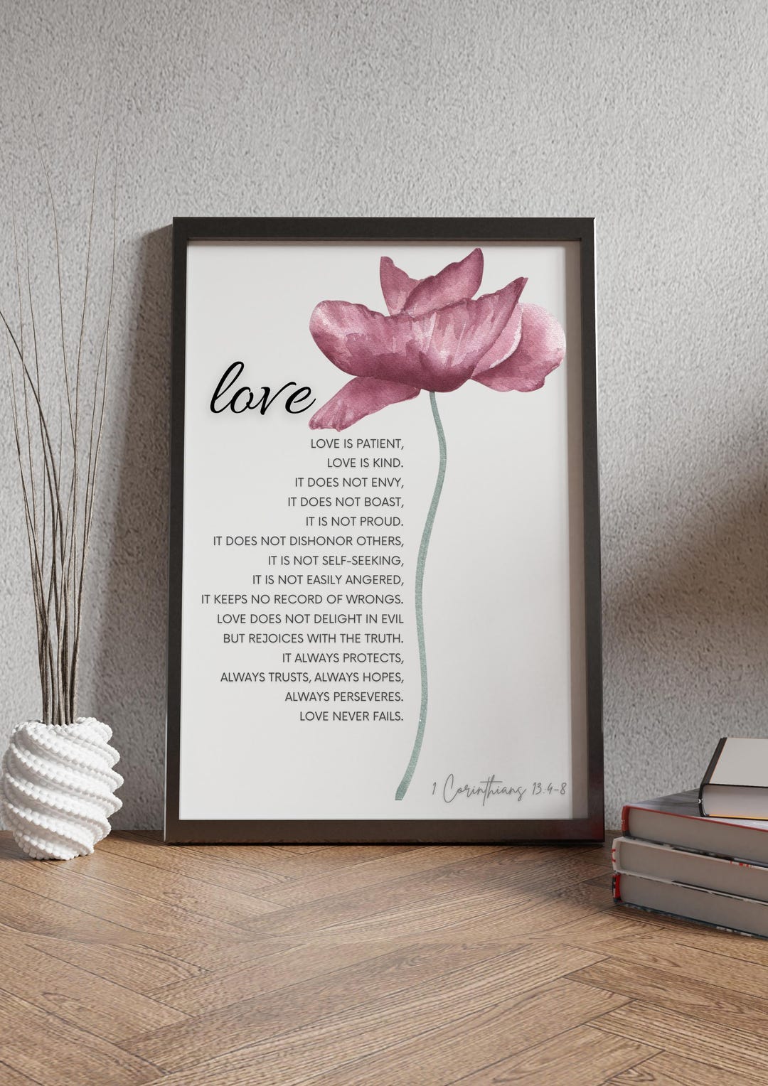 1 Corinthians 13 4-8 Love is Patient Wall Art | Christian Scripture ...