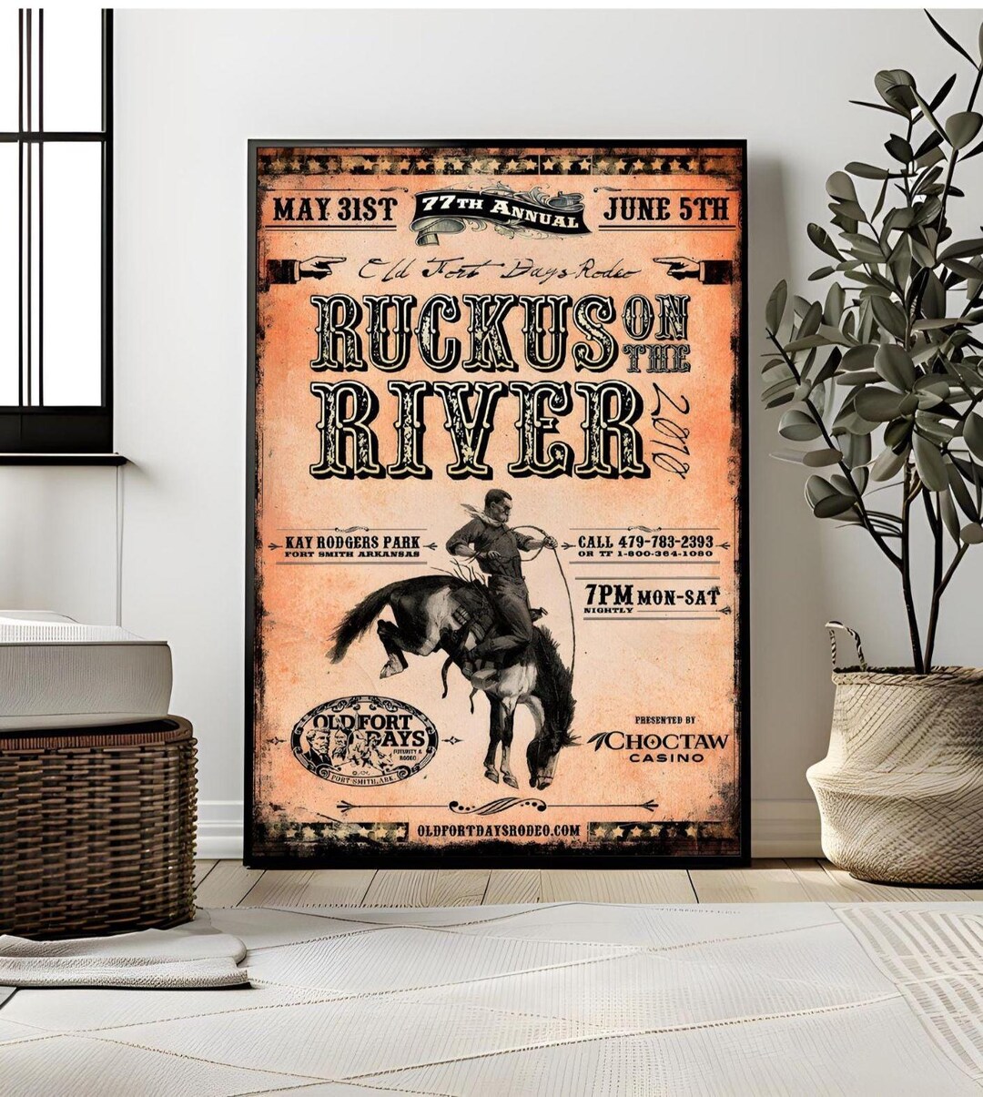 Vintage Rodeo Poster: Ruckus on the River - Old Fort Days Western Wall ...