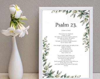 Psalm 23 Bijbelvers print, De Heer is mijn herder muurdecoratie, christelijke printbare decoratie, digitale download