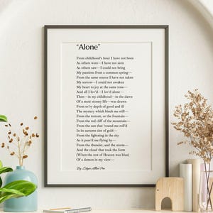 Edgar Allan Poe Poem Print: &quot;Alone&quot; Literary Wall Art (Digital Download)