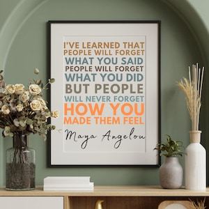 Maya Angelou Quote Print – How You Made Them Feel Wall Art, Inspirational Typography Poster, Motivational Digital Download, Motivational Art