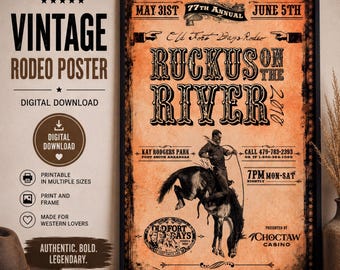 Western Rodeo Wall Art: Rustic Cowboy Design - Digital Download