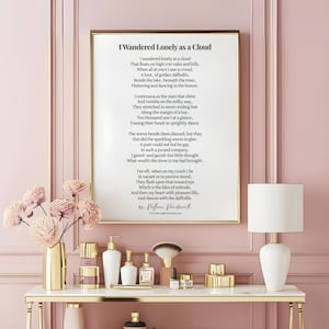 William Wordsworth Poem Wall Art – I Wandered Lonely as a Cloud Print – Romantic Poetry Poster – Literary Quote Printable - Inspirational