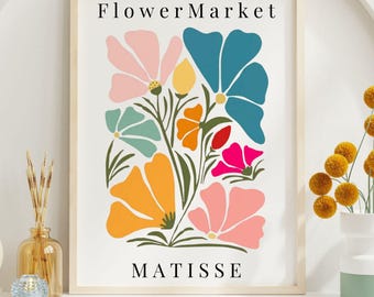 Matisse Flower Market Prints, Boho Flower Art, Bedroom Wall Décor, Living Room Wall Print, Exhibition Mid Century Modern Art PrintsDownload