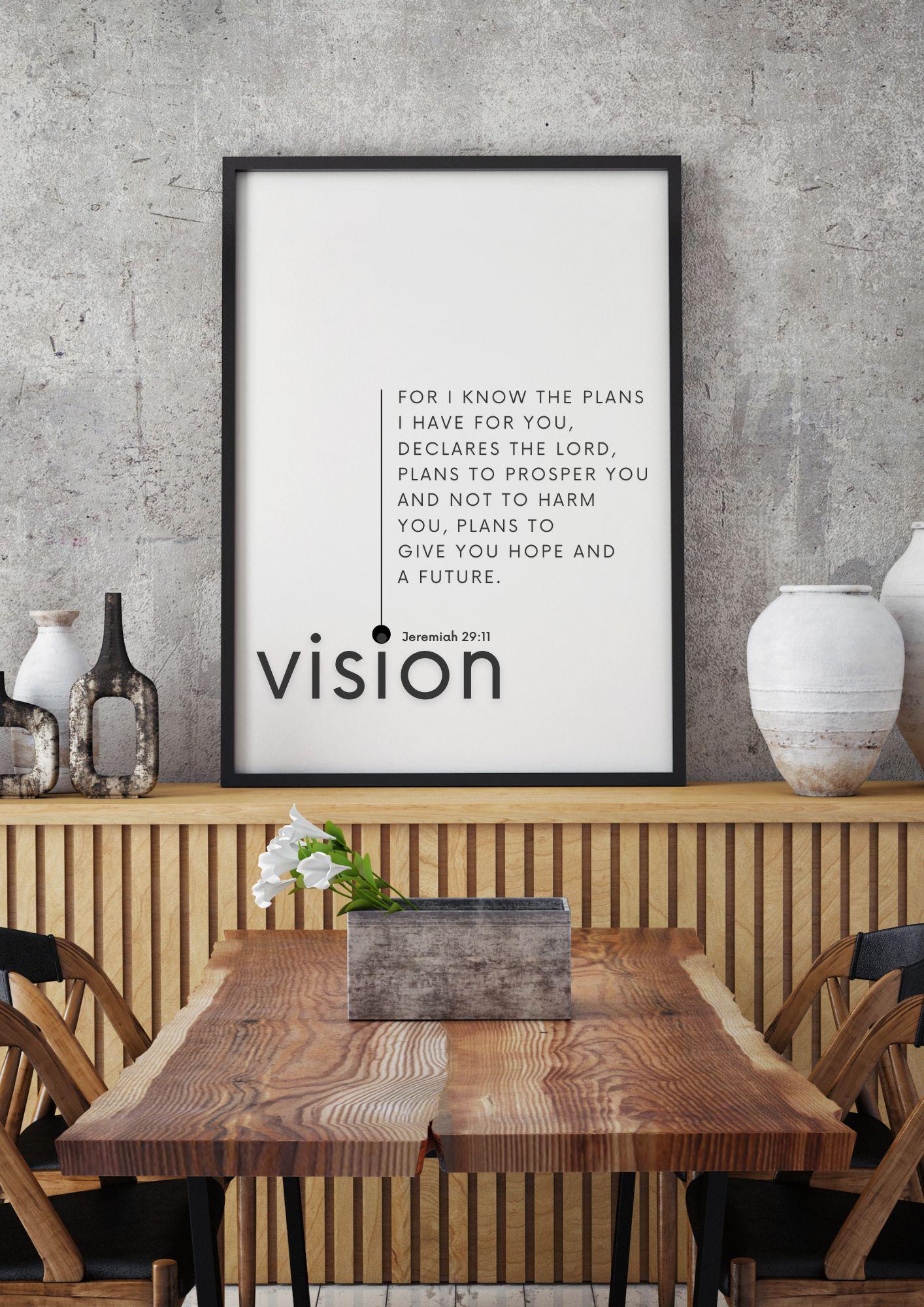 Jeremiah 2911 Vision Bible Verse Wall Art Inspirational Christian ...