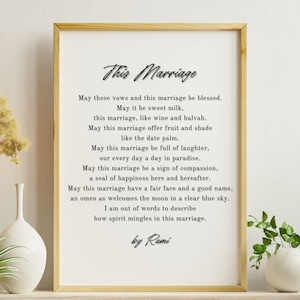 This Marriage by Rumi – Printable Wedding Poem, Romantic Marriage Blessing Wall Art, Wedding Gift, Printable Poem, Love Poem, Printable Art.