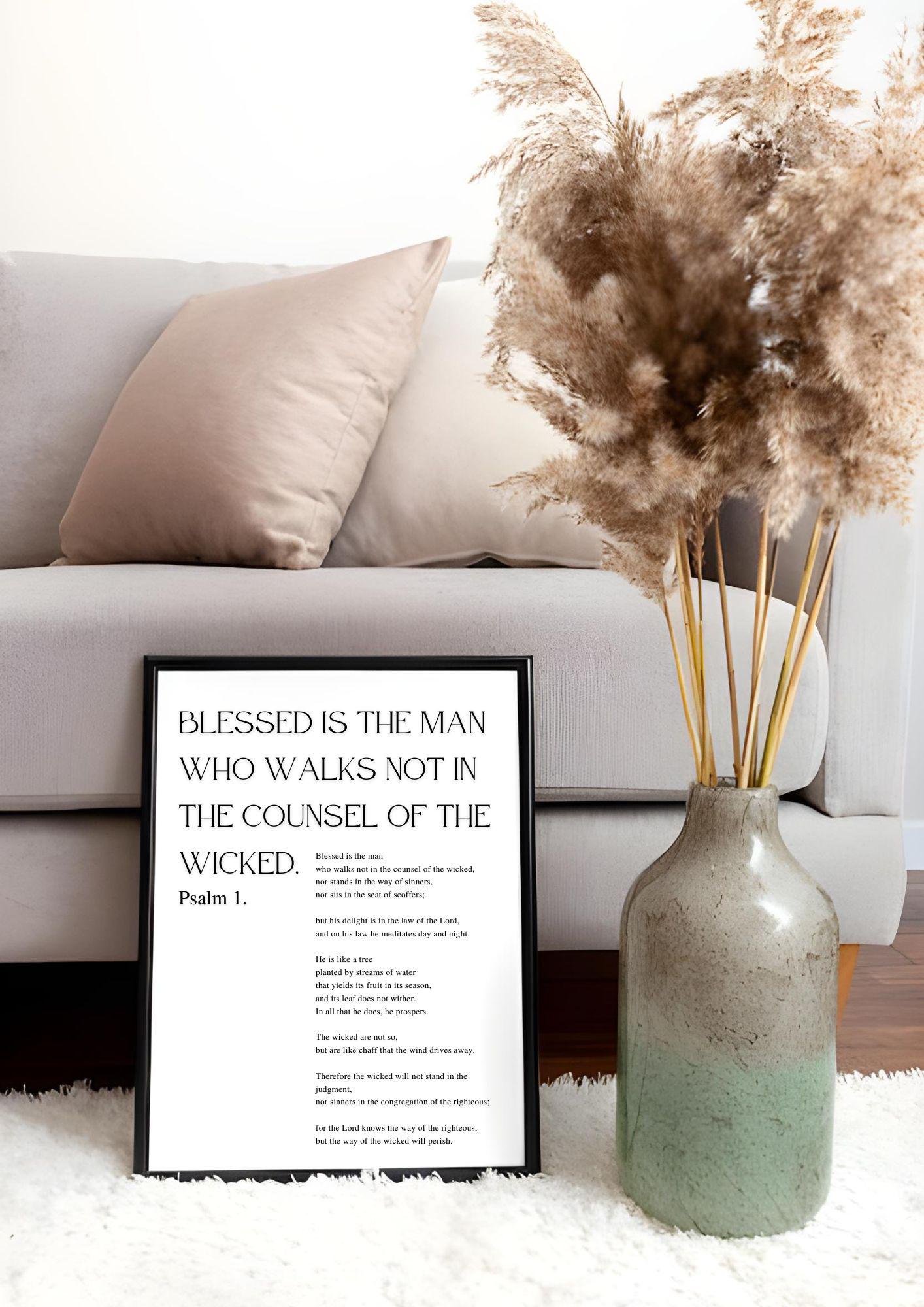 Psalm 1 Inspirational Scripture Wall Art: Printable Christian Decor for ...