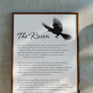 The Raven Poem Print: Edgar Allan Poe Gothic Decor (Digital Download)