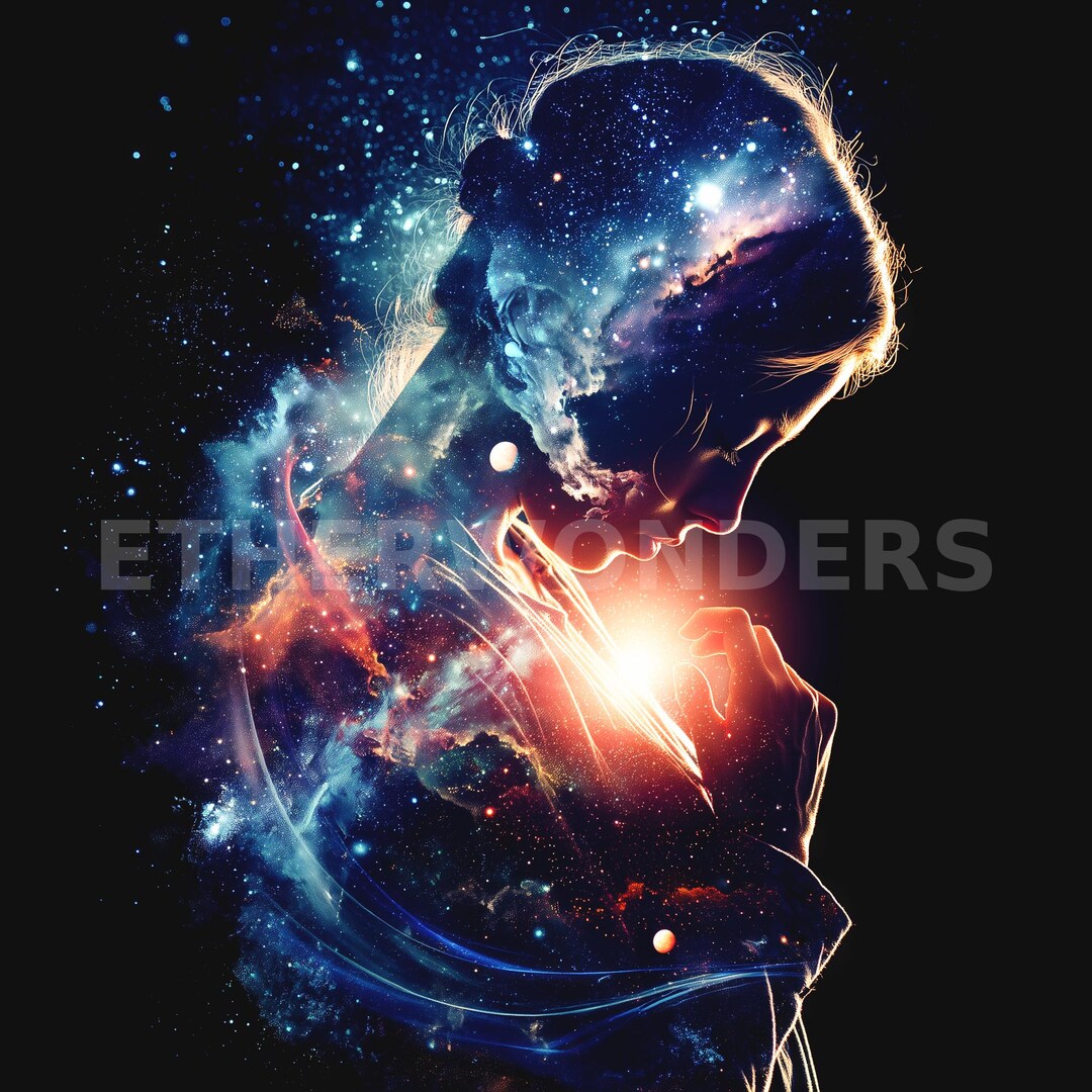 Universe Within – Cosmic Woman Portrait | Spiritual Galaxy Wall Art ...