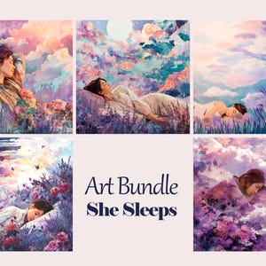 She Sleeps — Dreamy Floral Art Bundle | Sleeping Woman Fantasy Prints