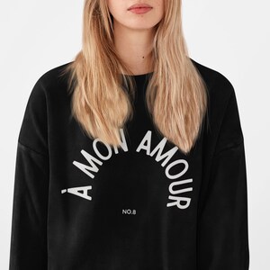 A Mon Amour No.8 Sweatshirt, French Aesthetic Crewneck, Romantic Parisian Pullover, Minimalist Love Graphic Sweater for Her