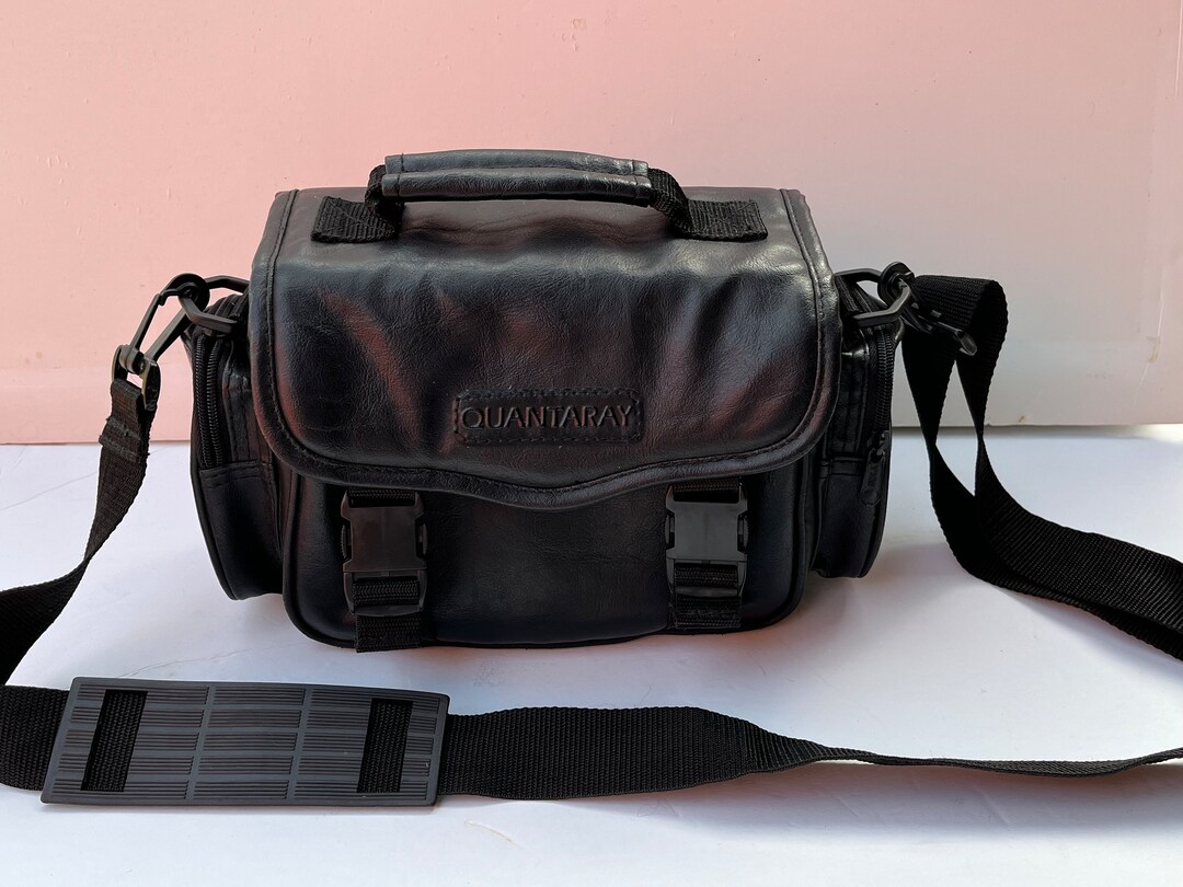 Padded Quantaray Camera Bag Black leather Imitation Waist film or
