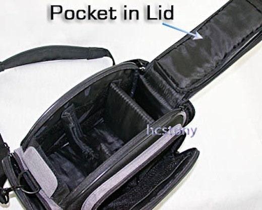 Deluxe Eddie Bauer Camera Bag Black W/gray Accent-side Pockets Film or ...