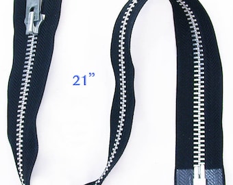 YKK Zipper 21 inch Black & Aluminum #10 Heavy Duty Separating Zipper Many Avail!