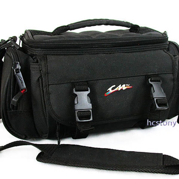 Black mid size Padded CAMERA BAG Pockets Strap Film -Digital SLR w/Lenses & Access