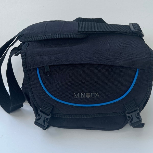 Padded Minolta Small Camera Bag Black  w/Blue Accent- Film or Digital