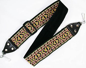 Vintage 1970's~80's Woven 'Hippie' CAMERA STRAP Metal Clip Ends Red~Yellow~Black~White++