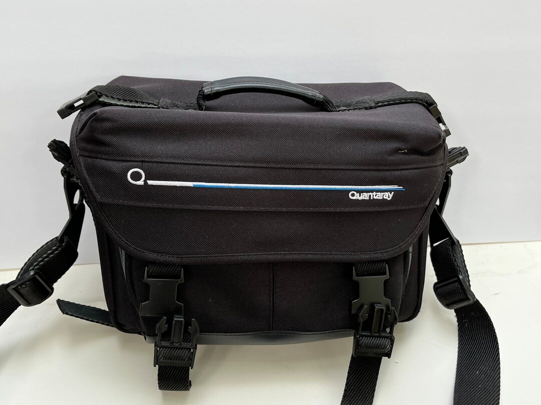 Padded Quantaray Deluxe Camera Bag Black blue Accent Film or Digital