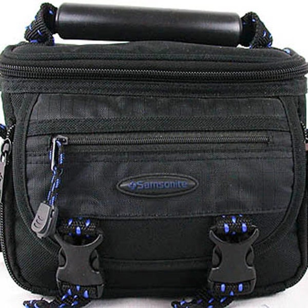 Padded Samsonite  Small /Mini Camera Bag Black  w/Blue Accent- Film or Digital