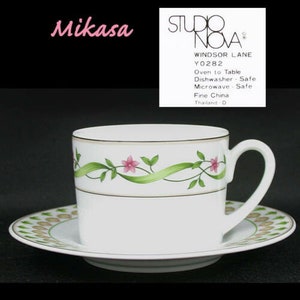 2 STUDIO NOVA by Mikasa Y0282 Windsor Lane Teacup and Saucer XLNT Condition