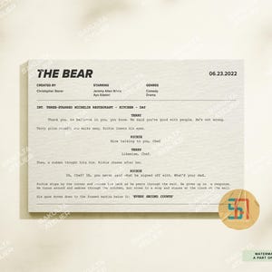 Cartaz do roteiro de "Cada segundo conta" do The Bear / Cartaz com citação de programa de TV / Impressão de roteiro de série de TV / Arte de parede de roteiro de programa de TV / Arte de roteiro