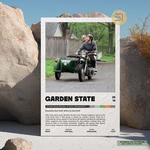 Póster de película Garden State / Póster de película minimalista / Impresión de arte retro vintage / Póster de película personalizado / Impresión de arte de pared / Decoración de pared para el hogar